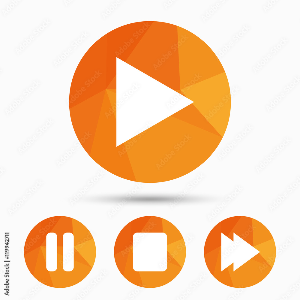 Player navigation icons. Play, stop and pause. Player navigation icons. Play, stop and pause.