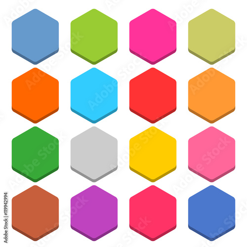 Flat blank web icon color hexagon button