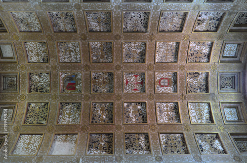 Ceiling view of the Convent of Christ in the castle of Tomar, Portugal. Landmarks and tourist attractions © ADV Photos