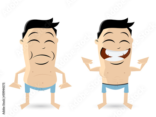 fat and athletic guy cartoon clipart
