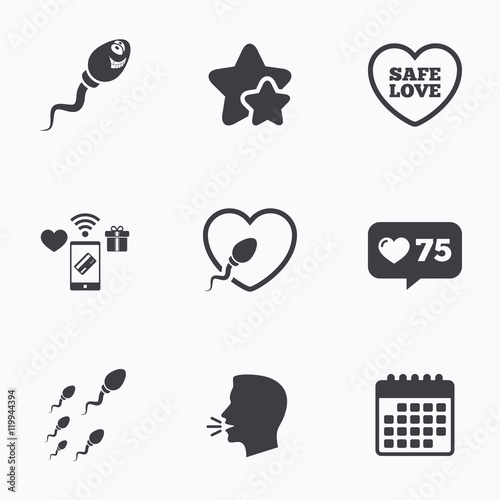 Sperm icons. Fertilization or insemination signs