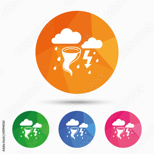 Storm bad weather sign icon. Gale hurricane.