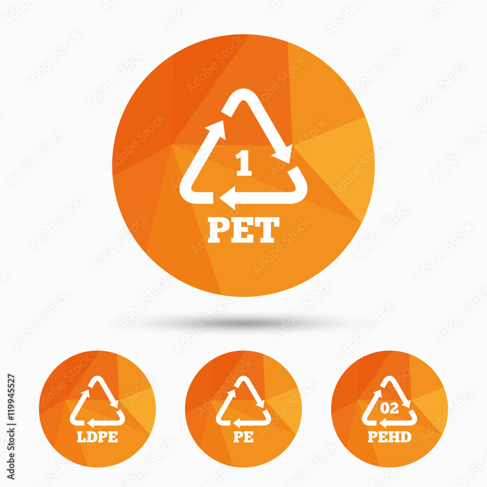 PET, Ld-pe and Hd-pe. Polyethylene terephthalate PET, Ld-pe and Hd-pe. Polyethylene terephthalate