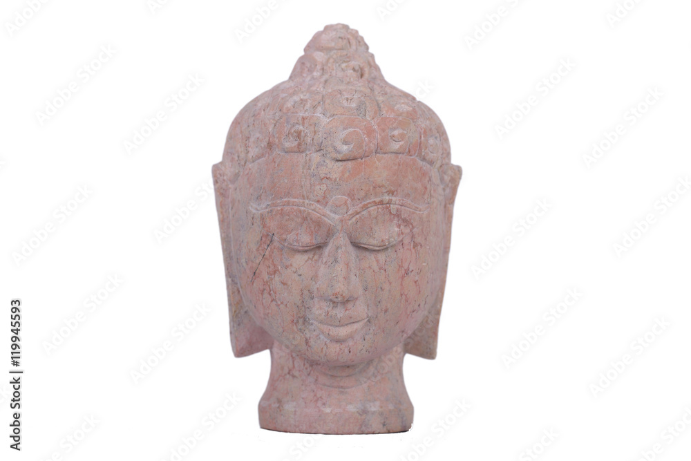 stone Buddha head isolated on white background