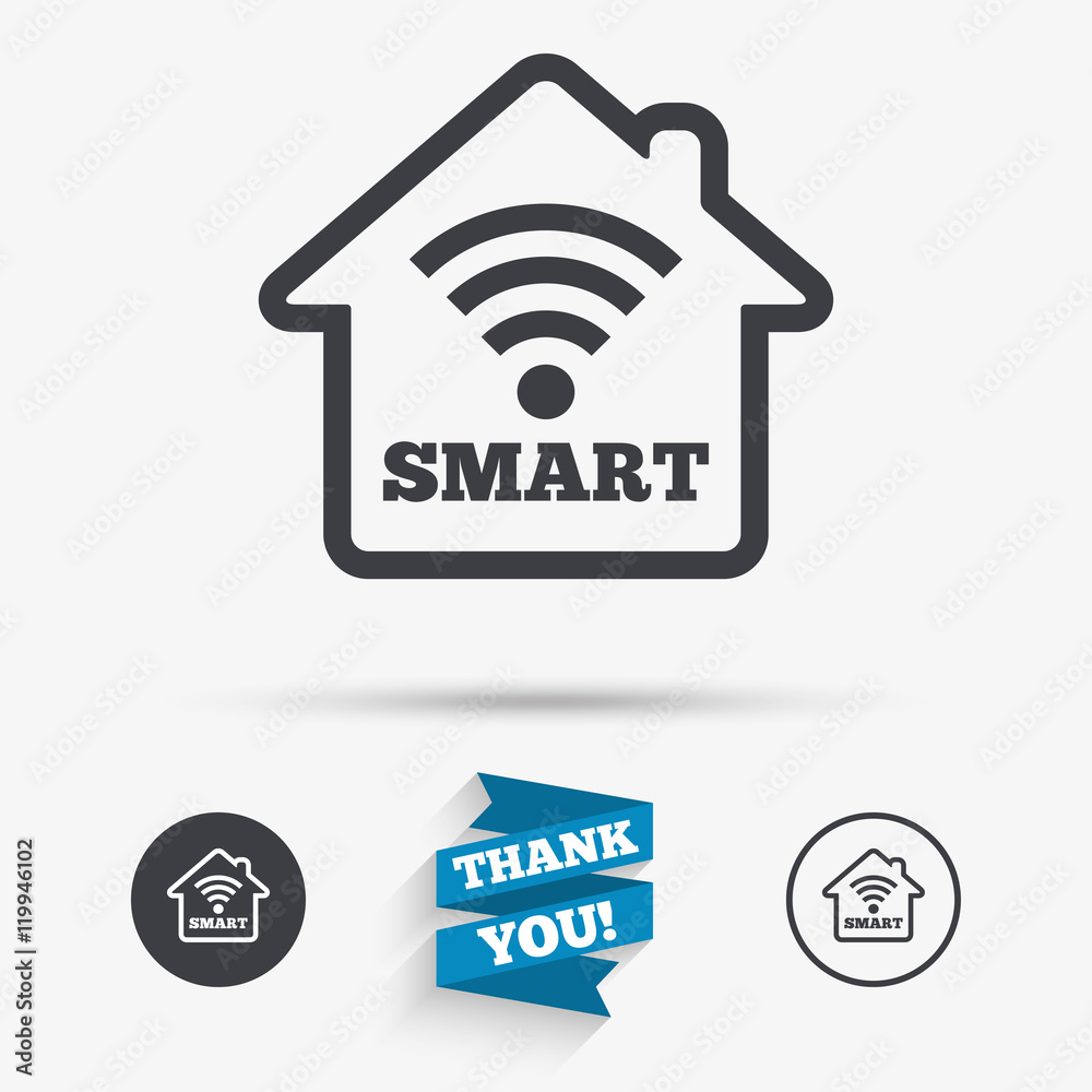 Smart home sign icon. Smart house button.