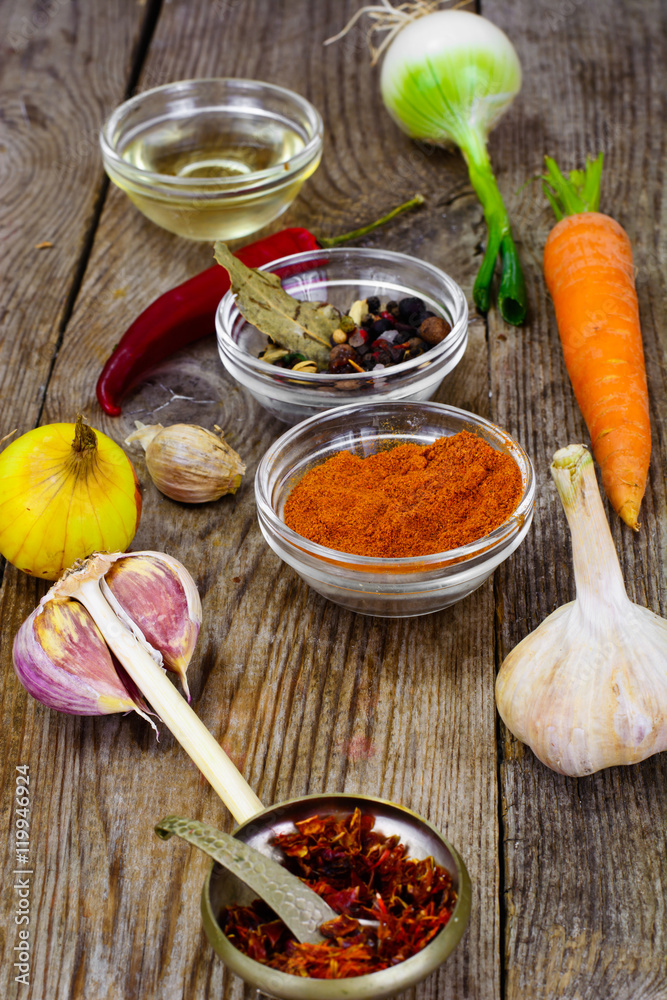 Set of Spices and Vegetables For Soup Making