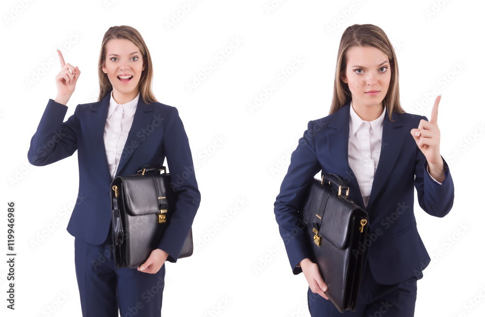 Businesswoman in suit isolated on white