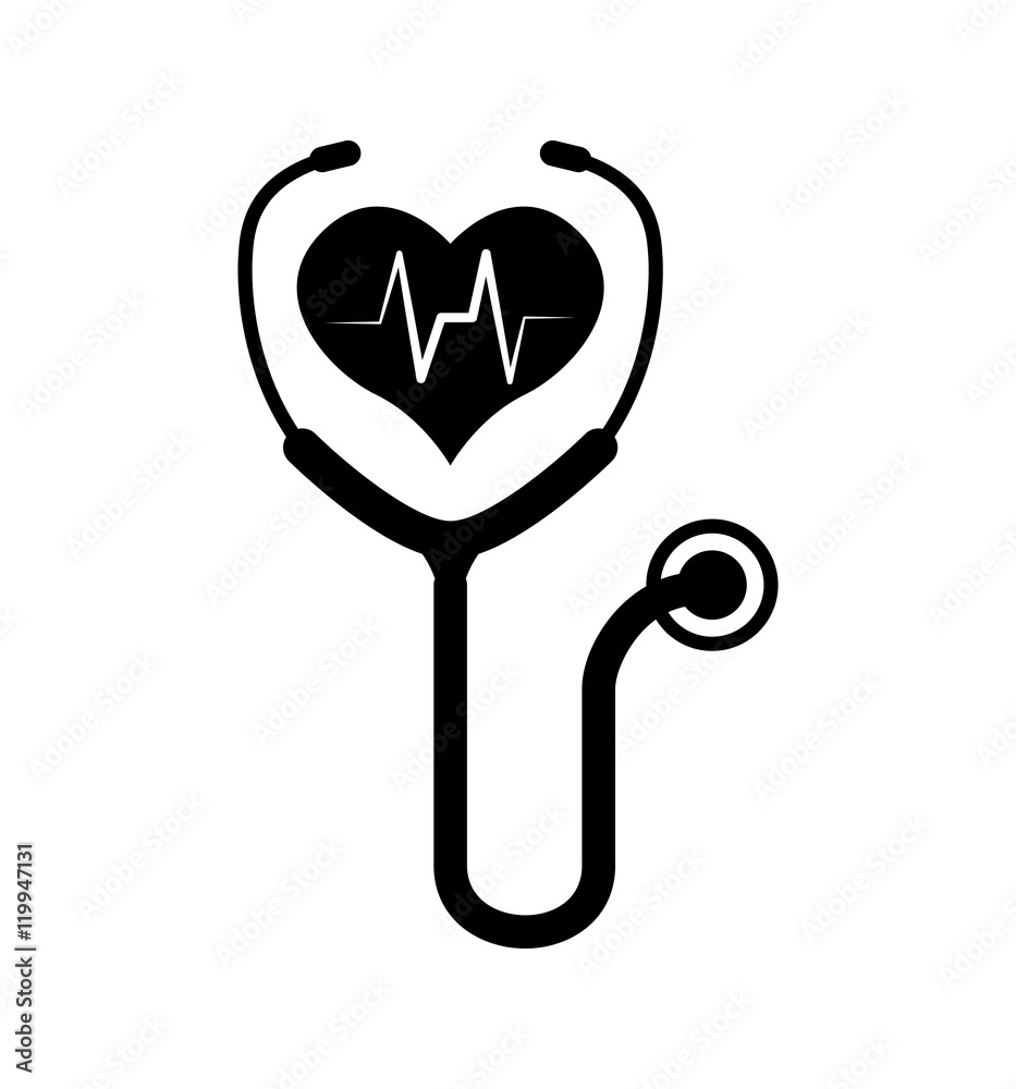 heart stethoscope medical health care icon. Flat and Isolated design.  Vector illustration Stock Vector | Adobe Stock