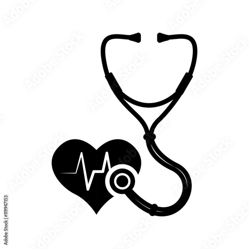 heart stethoscope medical health care icon. Flat and Isolated design. Vector illustration