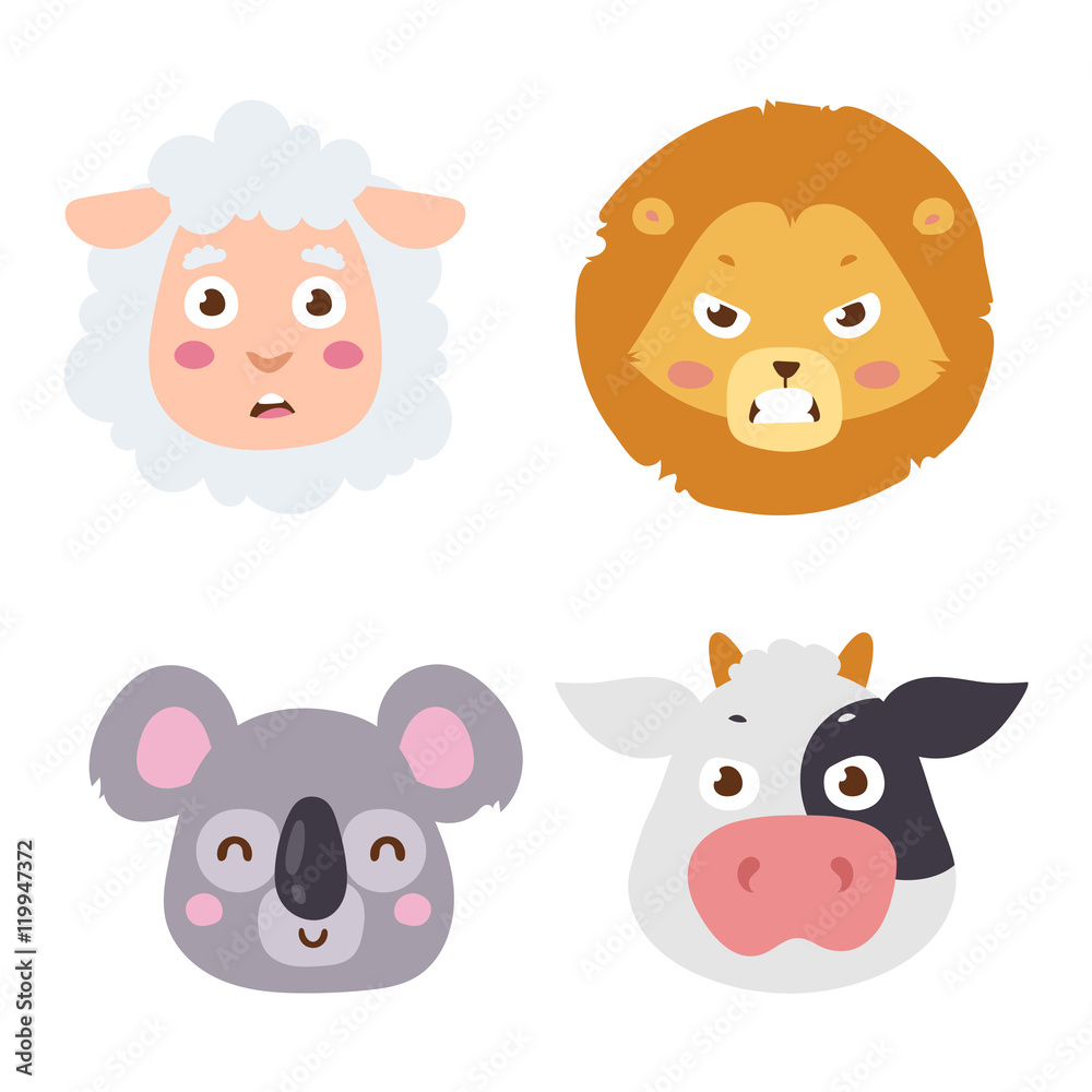 Naklejka premium Animal emotion avatar vector icon