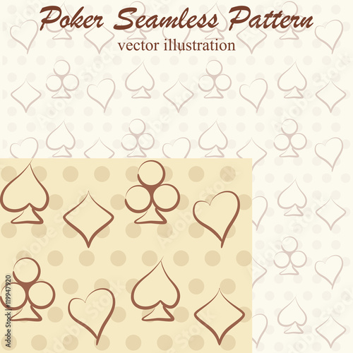 Poker seamless pattern monochrome, vector illustration