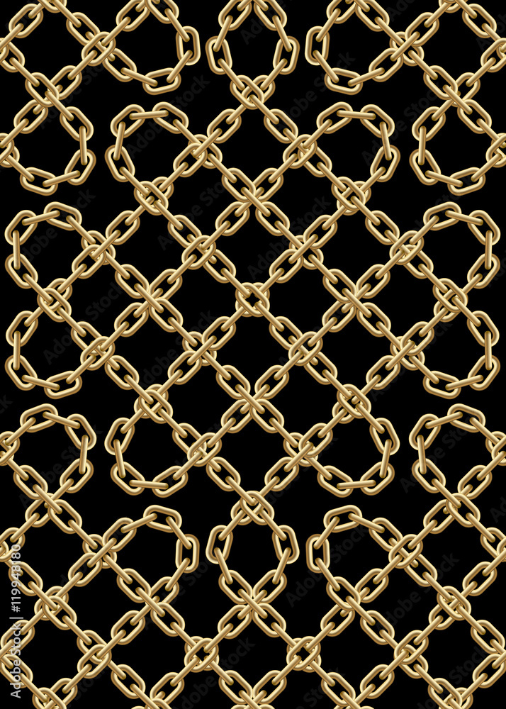 Vector seamless pattern of golden chains Vector seamless pattern of golden chains