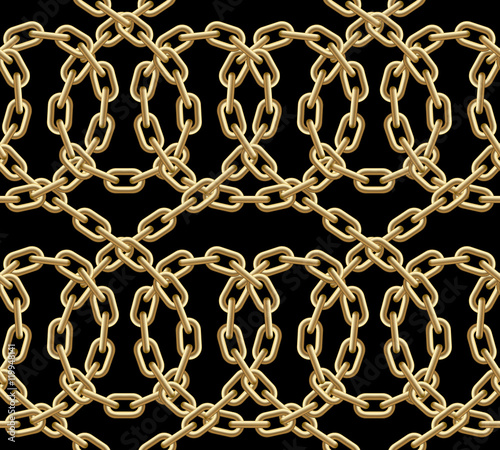 Vector seamless pattern of golden chains