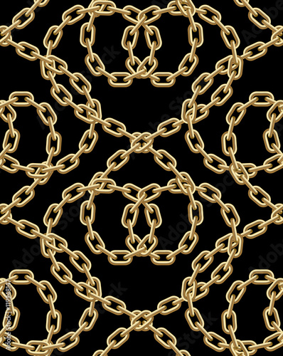 Vector seamless pattern of golden chains