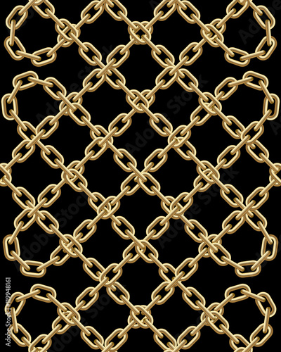 Vector seamless pattern of golden chains