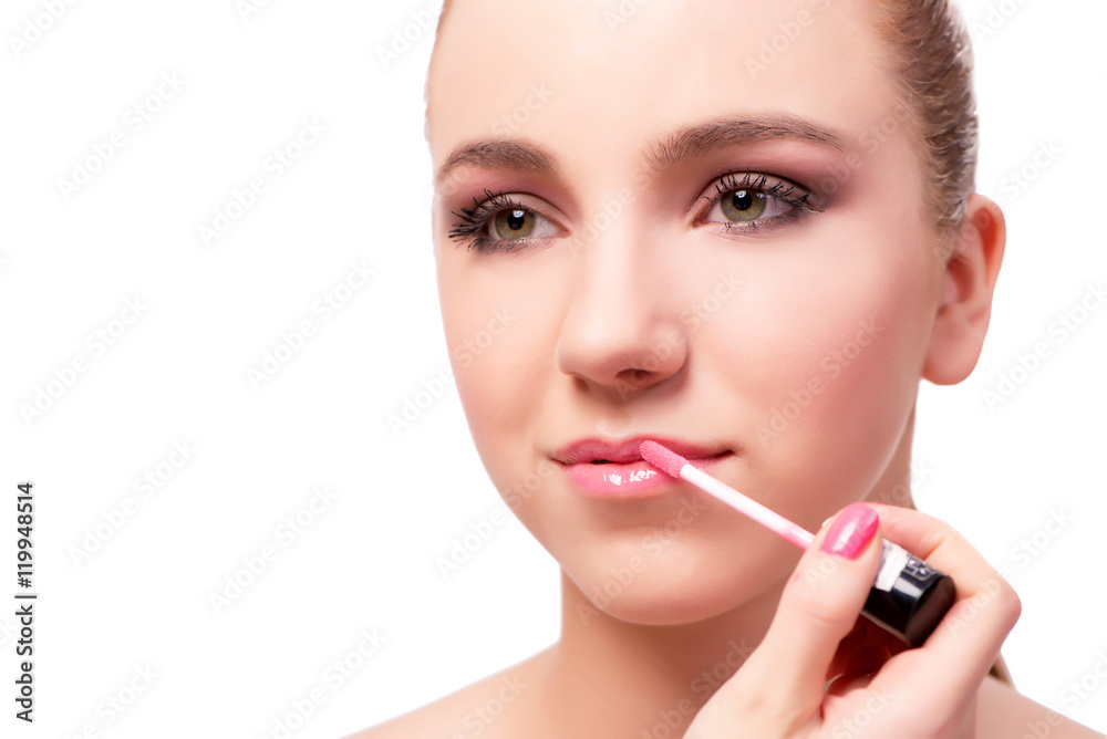 Beautiful woman during make-up cosmetics session Beautiful woman during make-up cosmetics session