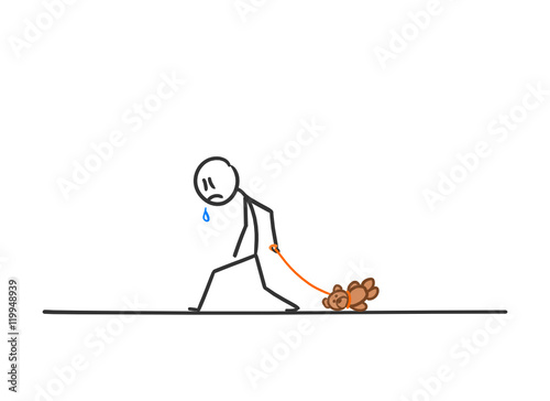 sm traurig gehen mit teddy hinterherziehen II