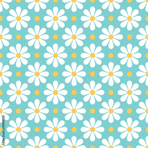 seamless daisy pattern and background vector illustration
