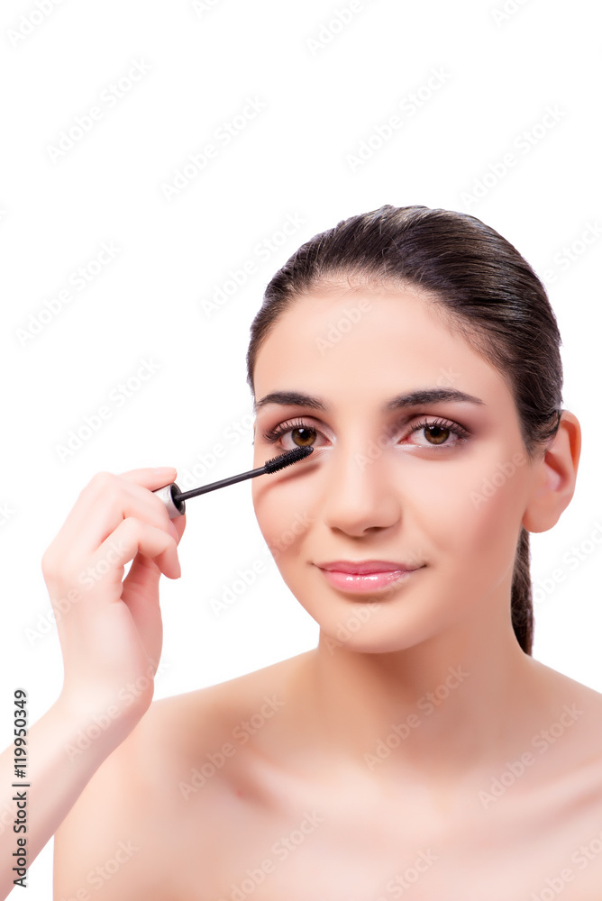 Beautiful woman during make-up cosmetics session