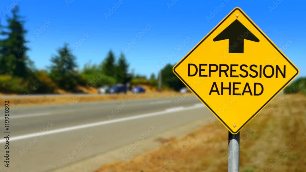 4K Depression Ahead, Yellow Diamond Sign, Seamless Looping 4K Depression Ahead, Yellow Diamond Sign, Seamless Looping