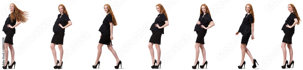 Pregnant woman in composite image isolated on white Pregnant woman in composite image isolated on white