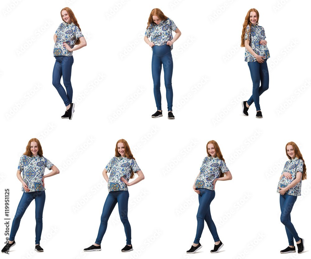 Fototapeta premium Pregnant woman in composite image isolated on white