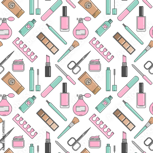 vector pattern cosmetics and manicure