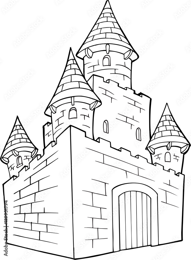 Cute Doodle Castle Vector Illustration Art 
