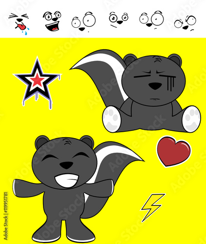 little cute skunk cartoon expressions set in vector format very easy to edit