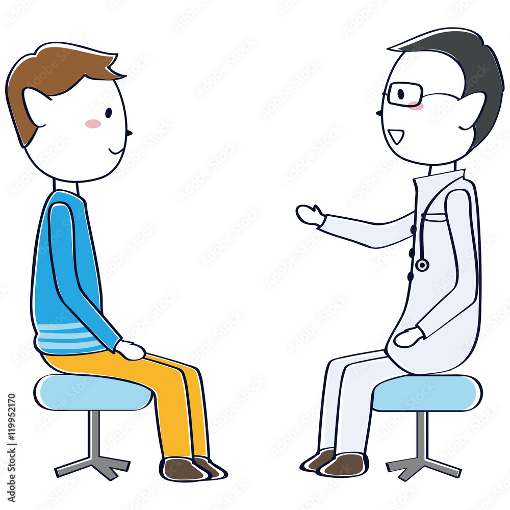 男性医師の診察を受ける男性 アドバイスを受ける 男性医師の診察を受ける男性 アドバイスを受ける