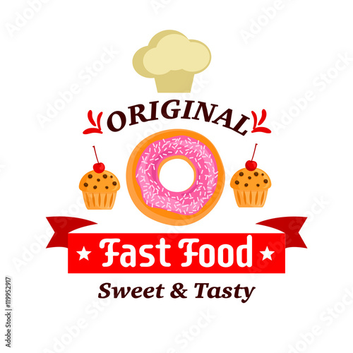 Original fast food sweet and tasty donut  muffin