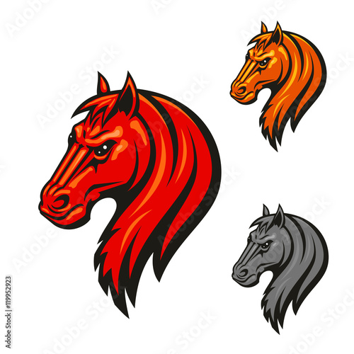 Horse head emblem with fierce black eyes