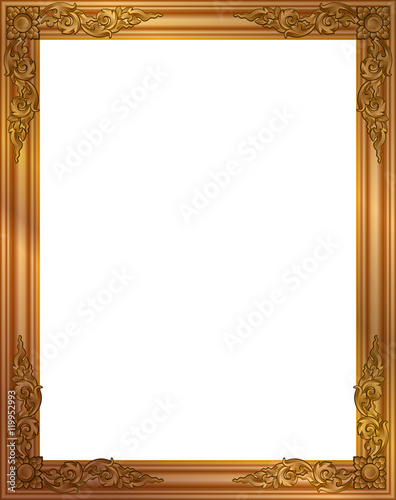 Gold photo frame with corner line floral for picture, Vector design  decoration pattern style.frame floral border template,wood frame design is  patterned Thai style.frame gold metal beautiful corner. Stock Illustration  | Adobe Stock