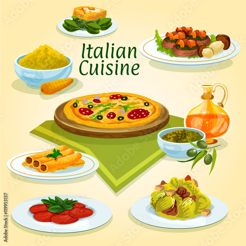 Italian cuisine national dishes for menu design