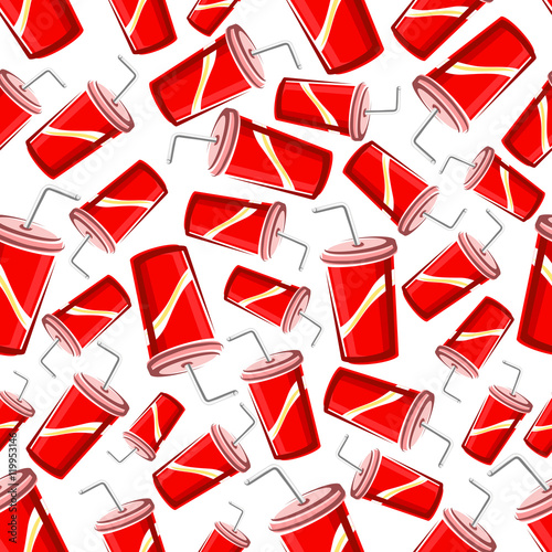 Fast food takeaway soda drinks seamless pattern