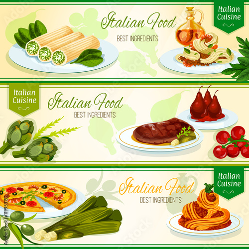 Italian cuisine restaurant menu banners design