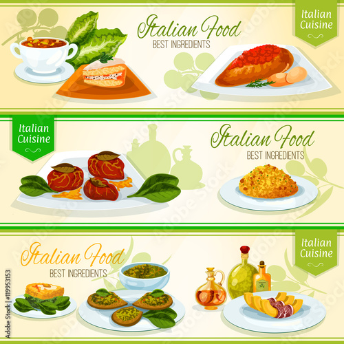 Italian food and mediterranean cuisine banners