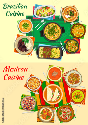 Mexican and brazilian cuisine dinners icon