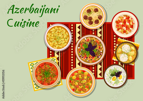 Azerbaijani cuisine dishes for dinner menu icon
