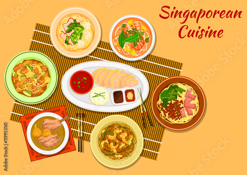 Singaporean cuisine popular dinner dishes icon
