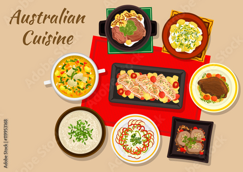 Australian cuisine dishes for festive dinner icon