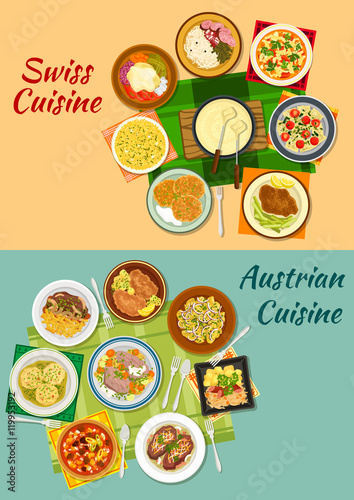 Swiss and austrian cuisine popular dishes icon