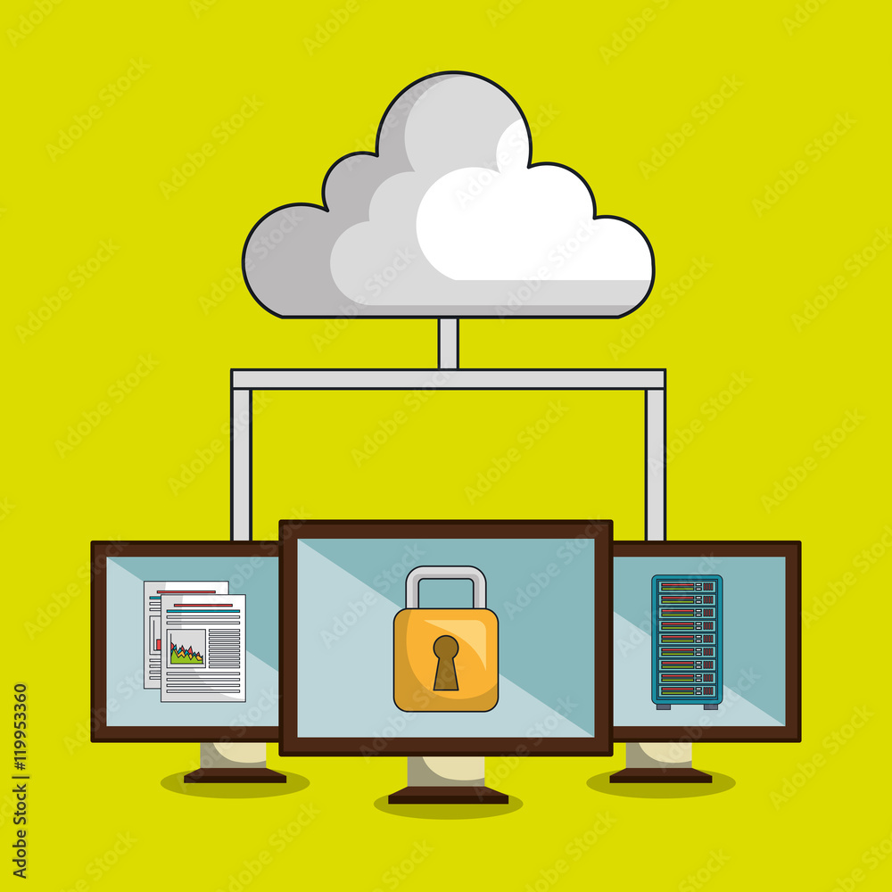 laptop cloud wifi padlock vector illustration eps10 laptop cloud wifi padlock vector illustration eps10