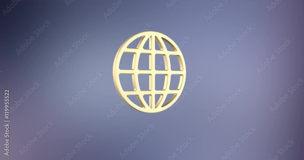 Animated Globe Gold 3d Icon Loop Modules for edit with alpha matte 
