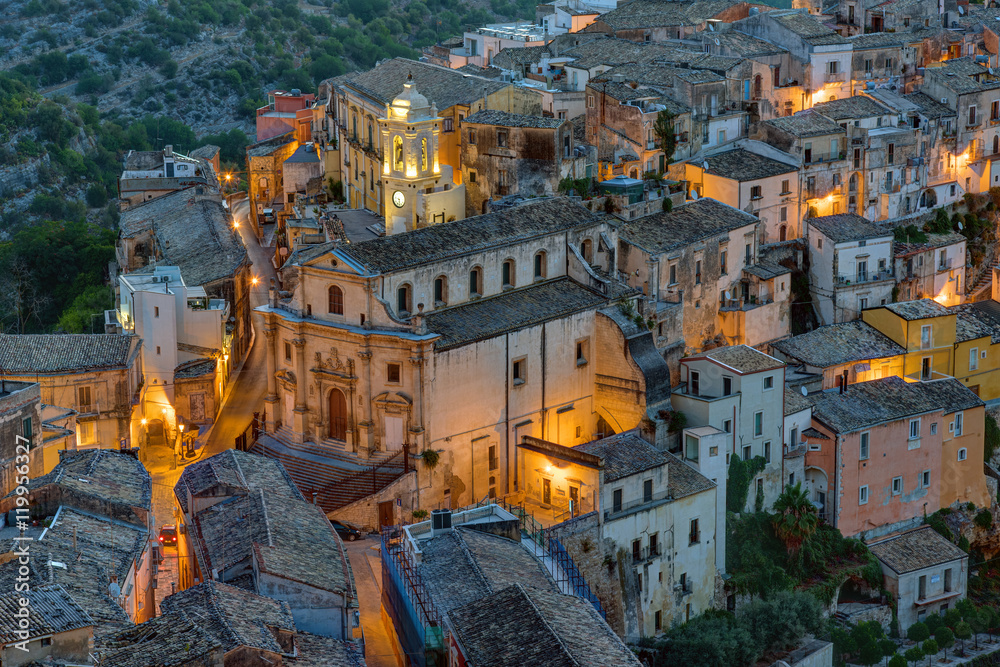 A part of Ragusa Ibla in Sicily at night