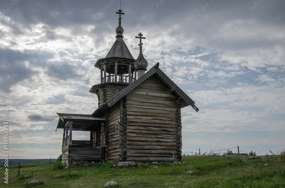 Old wooden church, chapel Holy Face, Kizhi island, Karelia, Russia Old wooden church, chapel Holy Face, Kizhi island, Karelia, Russia