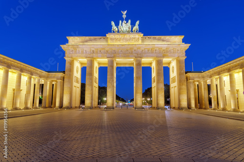 The famous Brandenburg Gate in Berlin at night