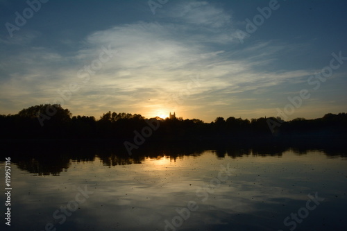 A lake at sunset time within Moscow  Russia