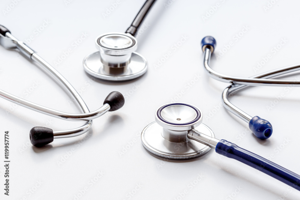 two new stethoscope on white background two new stethoscope on white background
