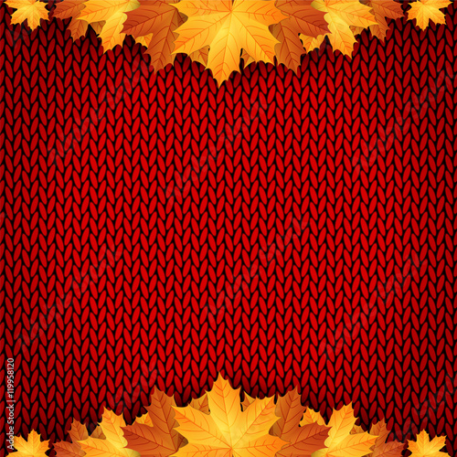 Autumn knitted warm background with space for text. 